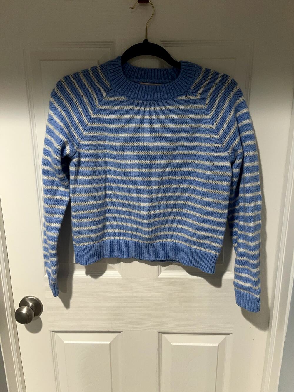 SO Blue & White Striped Crewneck Knit Sweater
